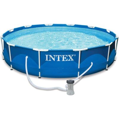 Intex - 12ft x 30in Metal Frame Above Ground Round Family Swimming Pool Set & Pump Intex - 12ft x 30in Metal Frame Above Ground Round Family Swimming Pool Set & Pump