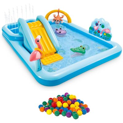 Intex - Inflatable Jungle Adventure Play Center & Plastic Fun Ballz, 100 Pack - Multi-colored Intex - Inflatable Jungle Adventure Play Center & Plastic Fun Ballz, 100 Pack - Multi-colored