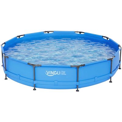 Winado - 12FTx30in Portable Metal Frame Above Ground Pool, Round Steel Frame Swimming Pool for Kids, Adults Backyard Outdoor Pool - Blue Winado - 12FTx30in Portable Metal Frame Above Ground Pool, Round Steel Frame Swimming Pool for Kids, Adults Backyard Outdoor Pool - Blue