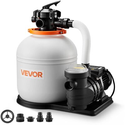 VEVOR - 16 in Sand Filter Pump for Above Ground Pool, 0.75 HP 4400 GPH, Swimming Pool Sand Filter Pump with Pre-Assembled Core - White VEVOR - 16 in Sand Filter Pump for Above Ground Pool, 0.75 HP 4400 GPH, Swimming Pool Sand Filter Pump with Pre-Assembled Core - White