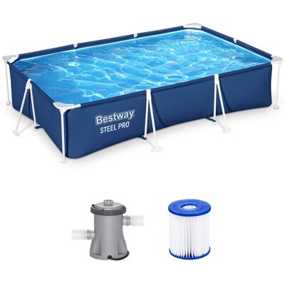 Bestway - Steel Pro 9.8' x 6.6' x 26" Rectangular Above Ground Swimming Pool Set Bestway - Steel Pro 9.8' x 6.6' x 26" Rectangular Above Ground Swimming Pool Set