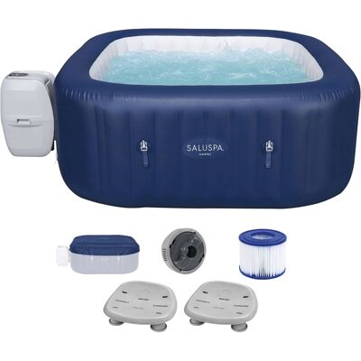 Bestway - Hawaii AirJet Inflatable Square Hot Tub with 2 SaluSpa Non-Slip Spa Seat - Blue Bestway - Hawaii AirJet Inflatable Square Hot Tub with 2 SaluSpa Non-Slip Spa Seat - Blue
