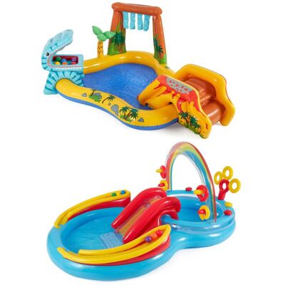 Intex - 8ft x 6.25ft x 43in Dinosaur Play Pool & Inflatable Rainbow Play Pool Intex - 8ft x 6.25ft x 43in Dinosaur Play Pool & Inflatable Rainbow Play Pool
