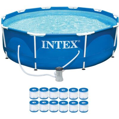 Intex - Metal Frame Pool Set w/ Filter Pump and Type H Filter Cartridges (12 Pack) Intex - Metal Frame Pool Set w/ Filter Pump and Type H Filter Cartridges (12 Pack)