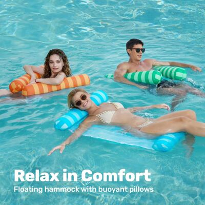 Joyfy - 3 Pack Inflatable Pool Float Hammock, Water Lounger for Adults, Multi-Purpose Beach and Lake Float Joyfy - 3 Pack Inflatable Pool Float Hammock, Water Lounger for Adults, Multi-Purpose Beach and Lake Float