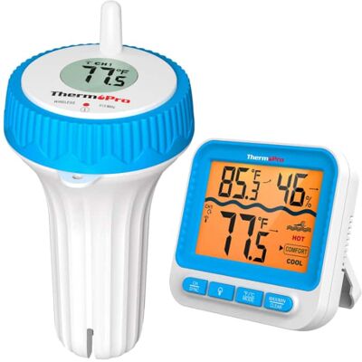 ThermoPro - Digital Pool Thermometer Floating Easy Read, Large Size Water Thermometer for Cold Plunge, Bath, SPA - Blue / White ThermoPro - Digital Pool Thermometer Floating Easy Read, Large Size Water Thermometer for Cold Plunge, Bath, SPA - Blue / White