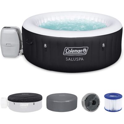 Coleman - Miami AirJet Round Inflatable Hot Tub with EnergySense Cover - Black Coleman - Miami AirJet Round Inflatable Hot Tub with EnergySense Cover - Black