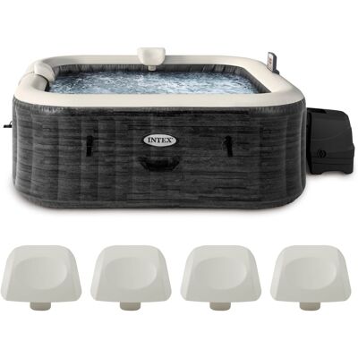 Intex - PureSpa Plus Inflatable Square Hot Tub & Cushioned Pillow, White (4 Pack) - Gray Intex - PureSpa Plus Inflatable Square Hot Tub & Cushioned Pillow, White (4 Pack) - Gray