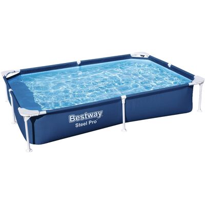 Bestway - Steel Pro 87" x 59" x 17" Rectangular Above Ground Outdoor Swimming Pool Bestway - Steel Pro 87" x 59" x 17" Rectangular Above Ground Outdoor Swimming Pool