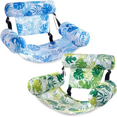 Joyfy - 2 Packs Inflatable Pool Chairs, Inflatable Lounge Pool Float, Summer Hammock Chair for Adult Summer Party - Green, Blue Joyfy - 2 Packs Inflatable Pool Chairs, Inflatable Lounge Pool Float, Summer Hammock Chair for Adult Summer Party - Green, Blue