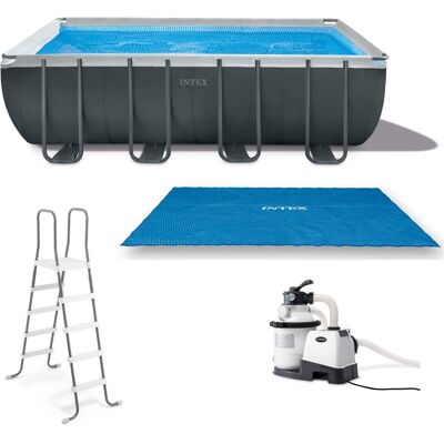 Intex - Ultra XTR Rectangular Frame Pool & Solar Cover - Blue Intex - Ultra XTR Rectangular Frame Pool & Solar Cover - Blue