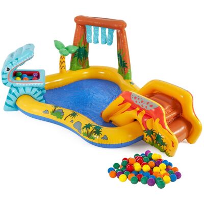 Intex - Inflatable Dinosaur Water Splash Play Center & Plastic Fun Ballz, 100 Pack - Multi-colored Intex - Inflatable Dinosaur Water Splash Play Center & Plastic Fun Ballz, 100 Pack - Multi-colored