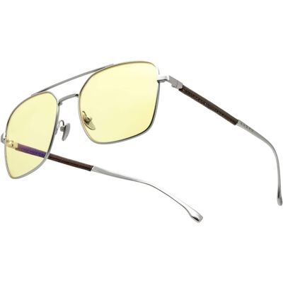 GUNNAR - Witcher White Wolf Computer Glasses with Blue Light Reduction, Amber Lenses - Steel/Umber GUNNAR - Witcher White Wolf Computer Glasses with Blue Light Reduction, Amber Lenses - Steel/Umber