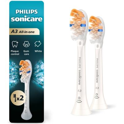 Philips Sonicare - A3 All-in-One -Replacement Brush Heads, 2 Pack - White Philips Sonicare - A3 All-in-One -Replacement Brush Heads, 2 Pack - White