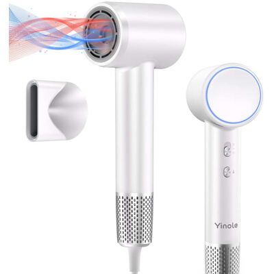 Yinole - G6-5 Hair Dryer with Diffuser, Ionic Hair Dryer for Women & Men, 1500W Powerful Fast Drying Low Noise Hair Dryer - White Yinole - G6-5 Hair Dryer with Diffuser, Ionic Hair Dryer for Women & Men, 1500W Powerful Fast Drying Low Noise Hair Dryer - White