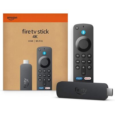 Amazon - Fire TV Stick 4K streaming device, includes support for Wi-Fi 6, Dolby Vision/Atmos, 8 GB, free & live TV - Black Amazon - Fire TV Stick 4K streaming device, includes support for Wi-Fi 6, Dolby Vision/Atmos, 8 GB, free & live TV - Black