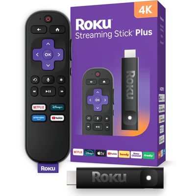Roku - Streaming Stick Plus - 4K & HDR Streaming Device for TV with Voice Remote - Black Roku - Streaming Stick Plus - 4K & HDR Streaming Device for TV with Voice Remote - Black