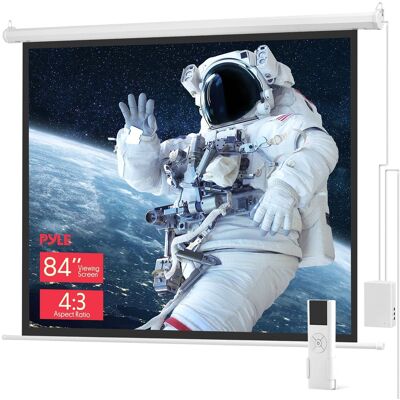 Pyle - 84" Portable Motorized Projector Screen – Automatic, Wall/Ceiling Mount, Remote & Case, Home Theater - White Pyle - 84" Portable Motorized Projector Screen – Automatic, Wall/Ceiling Mount, Remote & Case, Home Theater - White