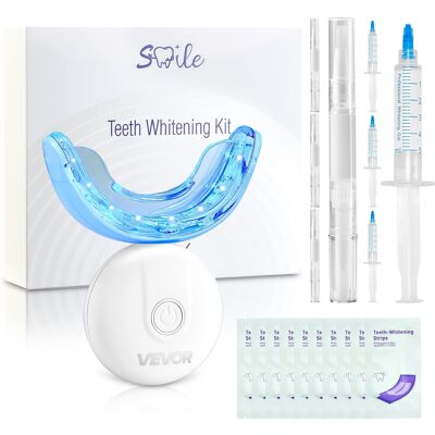 VEVOR - Teeth Whitening Kit with LED Light, 32 LED Accelerator Lights, Whitening Strips, Pens and Gel Syringes - White VEVOR - Teeth Whitening Kit with LED Light, 32 LED Accelerator Lights, Whitening Strips, Pens and Gel Syringes - White