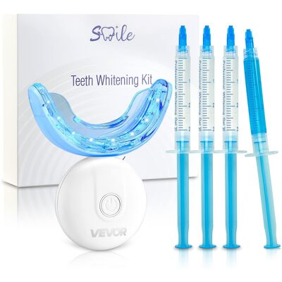 VEVOR - Teeth Whitening Kit with LED Light, 32 LED Accelerator Lights, Whitening Gel Syringe, Desensitizing Gel - White VEVOR - Teeth Whitening Kit with LED Light, 32 LED Accelerator Lights, Whitening Gel Syringe, Desensitizing Gel - White
