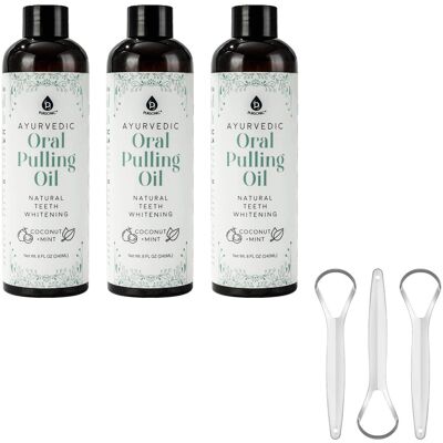 Pursonic - Ayurvedic Oral Pulling Oil Bundle – 3-Pack with Tongue Scrapers for Natural Teeth Whitening - Multicolor Pursonic - Ayurvedic Oral Pulling Oil Bundle – 3-Pack with Tongue Scrapers for Natural Teeth Whitening - Multicolor
