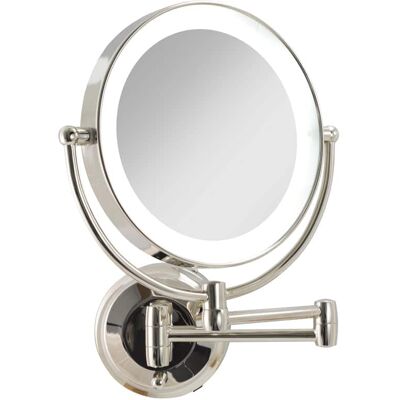 Zadro - LED Lighted Wall Mounted Makeup Mirror with 5X/1X Magnifications & Extendable Arm - Polished Nickel Zadro - LED Lighted Wall Mounted Makeup Mirror with 5X/1X Magnifications & Extendable Arm - Polished Nickel