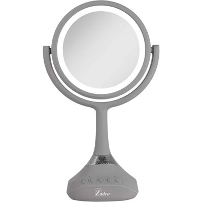 Zadro - Lighted Makeup Mirror with Bluetooth, USB & Dual 5X/1X Magnifications - Soft-Touch Gray Zadro - Lighted Makeup Mirror with Bluetooth, USB & Dual 5X/1X Magnifications - Soft-Touch Gray