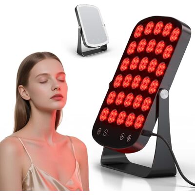 Morfone - 460/590/660/850nm 4 Wavelengths Near Infrared Light Therapy with Makeup Mirror, for Face, Body, Pain Relief - Black Morfone - 460/590/660/850nm 4 Wavelengths Near Infrared Light Therapy with Makeup Mirror, for Face, Body, Pain Relief - Black