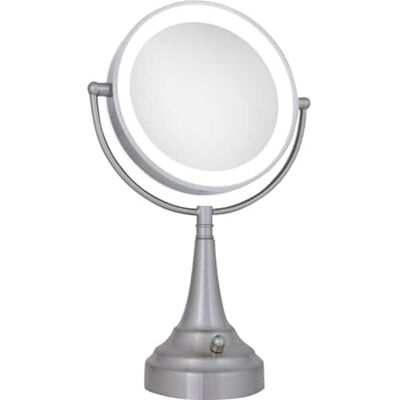 Zadro - Cordless Dual-Sided LED Lighted Round Vanity Mirror - Satin Nickel Zadro - Cordless Dual-Sided LED Lighted Round Vanity Mirror - Satin Nickel