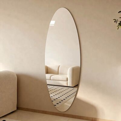 Boyel Living - 63 by 24 Inch Modern Oval Full Length Wall Mirror HD Copper Free Silver Glass Shatterproof for Bedroom Salon Boyel Living - 63 by 24 Inch Modern Oval Full Length Wall Mirror HD Copper Free Silver Glass Shatterproof for Bedroom Salon