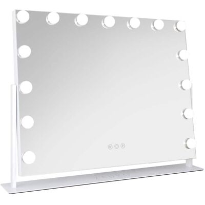 Zadro - Hollywood Makeup Mirror - 25" x 20" - 15 LED Light Bulbs with Dimmable Brightness - White Zadro - Hollywood Makeup Mirror - 25" x 20" - 15 LED Light Bulbs with Dimmable Brightness - White