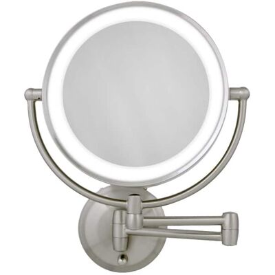 Zadro - LED Lighted Wall Mounted Makeup Mirror with 5X/1X Magnifications & Extendable Arm - Satin Nickel Zadro - LED Lighted Wall Mounted Makeup Mirror with 5X/1X Magnifications & Extendable Arm - Satin Nickel