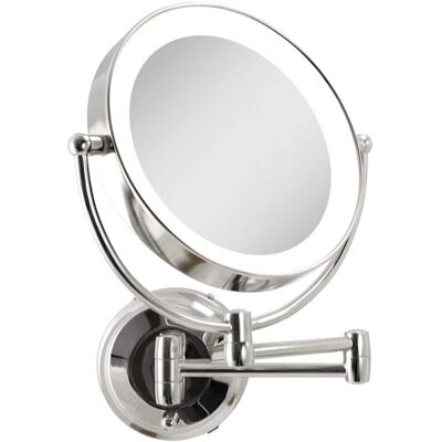 Zadro - LED Lighted Wall Mounted Makeup Mirror with 5X/1X Magnifications & Extendable Arm - Chrome Zadro - LED Lighted Wall Mounted Makeup Mirror with 5X/1X Magnifications & Extendable Arm - Chrome