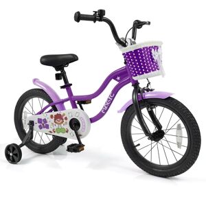 Costway - 16" Kids Bike with Training Wheels, Basket, Hand & Coaster Brakes, Adjustable Seat - Purple Costway - 16" Kids Bike with Training Wheels, Basket, Hand & Coaster Brakes, Adjustable Seat - Purple