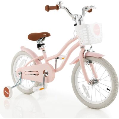 Costway - 16" Kids Bike Toddler Adjustable Bicycle withTraining Wheel for 4-8 Years Old Girl - Pink Costway - 16" Kids Bike Toddler Adjustable Bicycle withTraining Wheel for 4-8 Years Old Girl - Pink