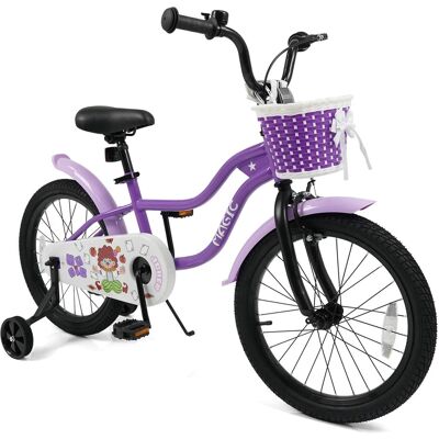 Costway - 18" Kids Bicycle, Toddler Balance Bike with Training Wheels Handbrake Coaster Brake - Purple Costway - 18" Kids Bicycle, Toddler Balance Bike with Training Wheels Handbrake Coaster Brake - Purple