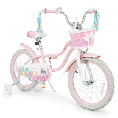 Costway - 18" Kids Bike, Toddler Bicycle with Training Wheels, Hand & Coaster Brakes - Pink Costway - 18" Kids Bike, Toddler Bicycle with Training Wheels, Hand & Coaster Brakes - Pink