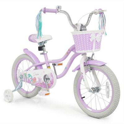 Costway - 16" Kids Bike, Toddler Bicycle with Training Wheels, Hand & Coaster Brakes - Purple Costway - 16" Kids Bike, Toddler Bicycle with Training Wheels, Hand & Coaster Brakes - Purple