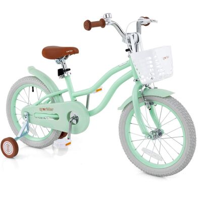Costway - 16" Kids Bike Toddler Adjustable Bicycle with Training Wheel for 4-7 Years Old Girl - Green Costway - 16" Kids Bike Toddler Adjustable Bicycle with Training Wheel for 4-7 Years Old Girl - Green