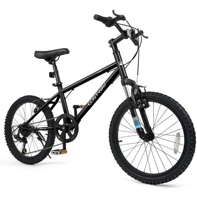 Costway - 20 Inch Kids Mountain Bike for Boys Girls Aged 8+ Years Old with Suspension Fork - Black Costway - 20 Inch Kids Mountain Bike for Boys Girls Aged 8+ Years Old with Suspension Fork - Black