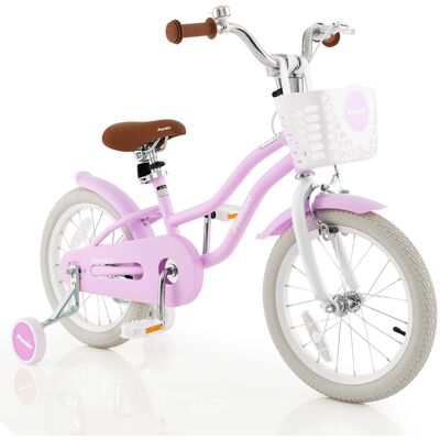 Costway - 16" Kids Bike Toddler Adjustable Bicycle with Training Wheel for 4-7 Years Old - Purple Costway - 16" Kids Bike Toddler Adjustable Bicycle with Training Wheel for 4-7 Years Old - Purple