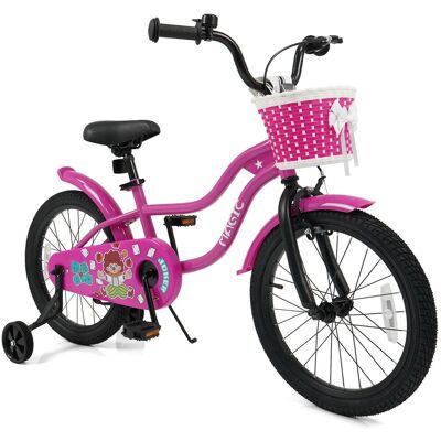 Costway - 18" Kids Bicycle, Toddler Balance Bike with Training Wheels Handbrake Coaster Brake - Rosy Costway - 18" Kids Bicycle, Toddler Balance Bike with Training Wheels Handbrake Coaster Brake - Rosy
