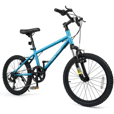 Costway - 20 Inch Kids Mountain Bike for Boys Girls Aged 8+ Years Old with Suspension Fork - Blue Costway - 20 Inch Kids Mountain Bike for Boys Girls Aged 8+ Years Old with Suspension Fork - Blue