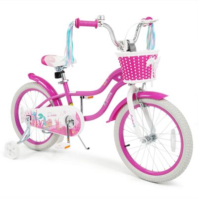 Costway - 18" Kids Bike, Toddler Bicycle with Training Wheels, Hand & Coaster Brakes - Rose Red Costway - 18" Kids Bike, Toddler Bicycle with Training Wheels, Hand & Coaster Brakes - Rose Red