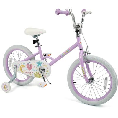 Costway - 18 Inch Kids Bike for Girls Boys Age 3-8 Years with Training Wheels, Coaster Brake - Purple Costway - 18 Inch Kids Bike for Girls Boys Age 3-8 Years with Training Wheels, Coaster Brake - Purple