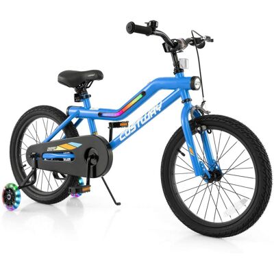 Costway - 18" LED Lighted Kids Bike with Adjustable Seat Coaster Brake Training Wheels Patented - Blue Costway - 18" LED Lighted Kids Bike with Adjustable Seat Coaster Brake Training Wheels Patented - Blue