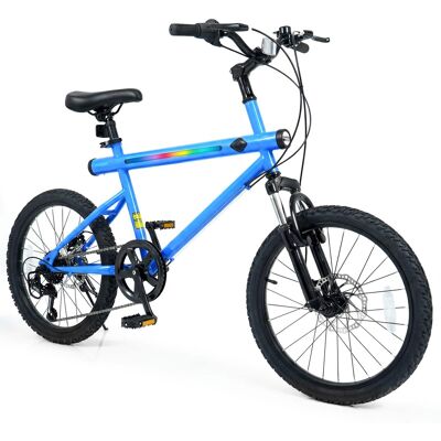 Costway - 6-Speed Commuter Bicycle,20 LED-lit Hybrid Bike with Stereo Speakers,2 Disc Brakes - Navy Costway - 6-Speed Commuter Bicycle,20 LED-lit Hybrid Bike with Stereo Speakers,2 Disc Brakes - Navy