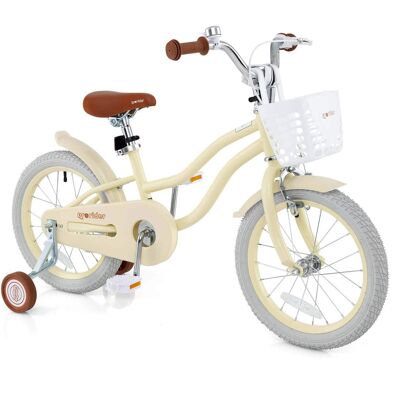 Costway - 16" Kids Bike Toddler Adjustable Bicycle with Training Wheel for 4-7 Years Old Girl - Beige Costway - 16" Kids Bike Toddler Adjustable Bicycle with Training Wheel for 4-7 Years Old Girl - Beige