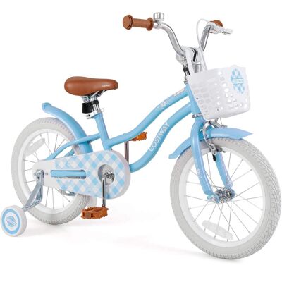 Costway - 16" Kids Bike Toddler Adjustable Bicycle with Training Wheel for 4-7 Years Old Girl - Navy Costway - 16" Kids Bike Toddler Adjustable Bicycle with Training Wheel for 4-7 Years Old Girl - Navy