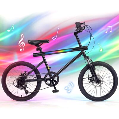 Costway - 6-Speed Commuter Bicycle,20 LED-lit Hybrid Bike with Stereo Speakers,2 Disc Brakes - Black Costway - 6-Speed Commuter Bicycle,20 LED-lit Hybrid Bike with Stereo Speakers,2 Disc Brakes - Black